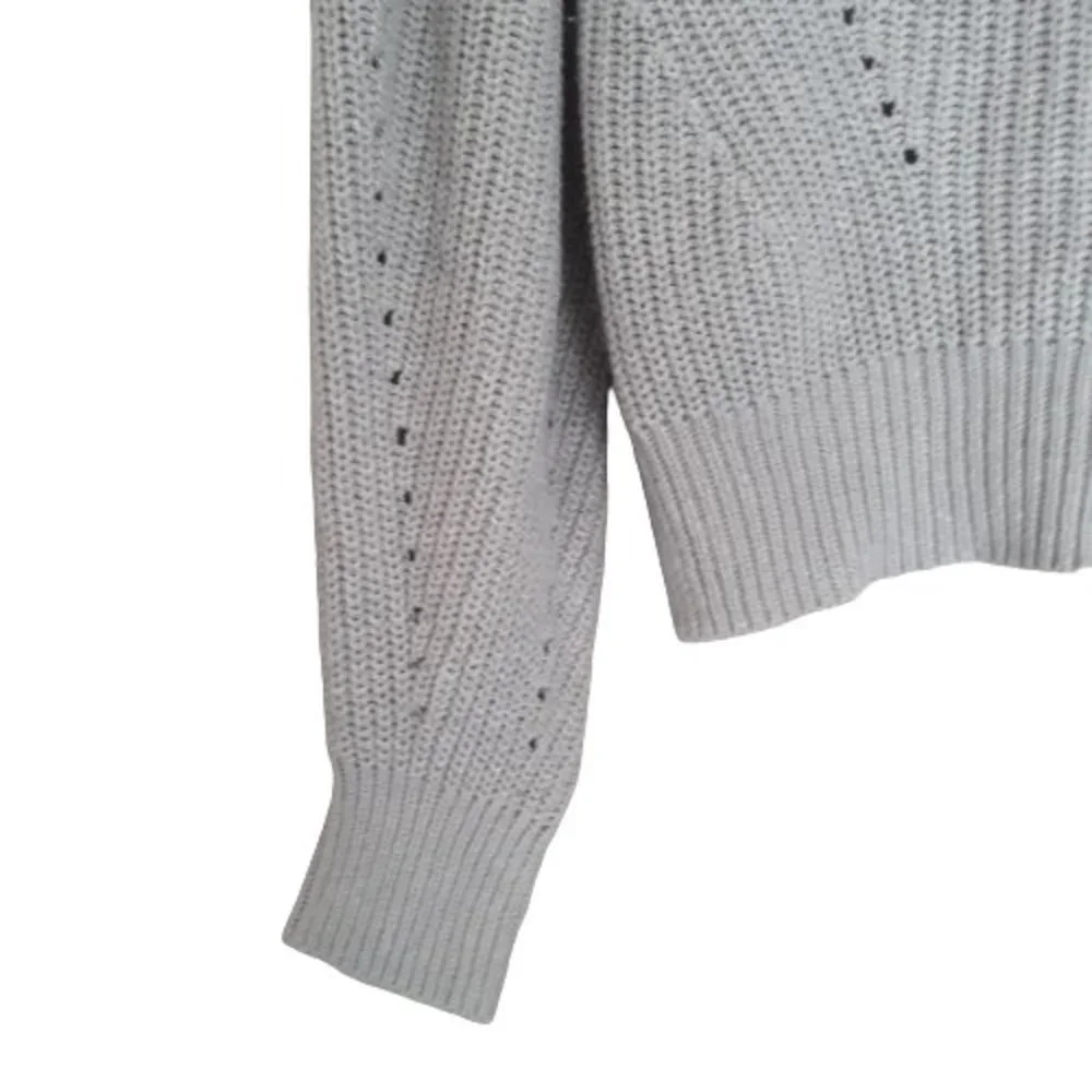 ECO by Design Women's Gray Soft Cable Knit Crop Sweater Size M - Picture 5 of 10